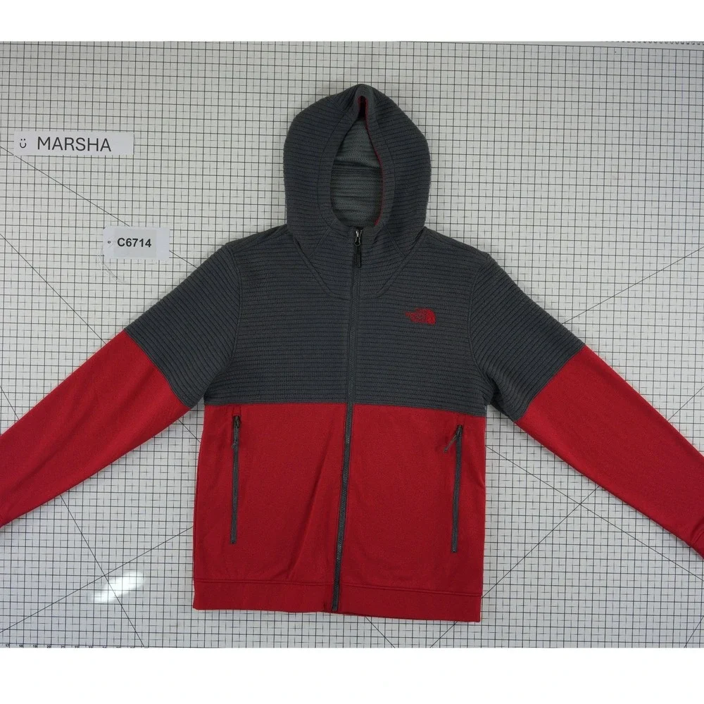 The North Face Full Zip Hoodie Men's Size Large Red Gray Colorblock Jacket